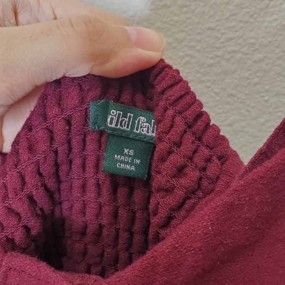 Wild Fable Maroon Berry Button Front Tie Back Flare Wide Leg Jumpsuit - Picture 9 of 10